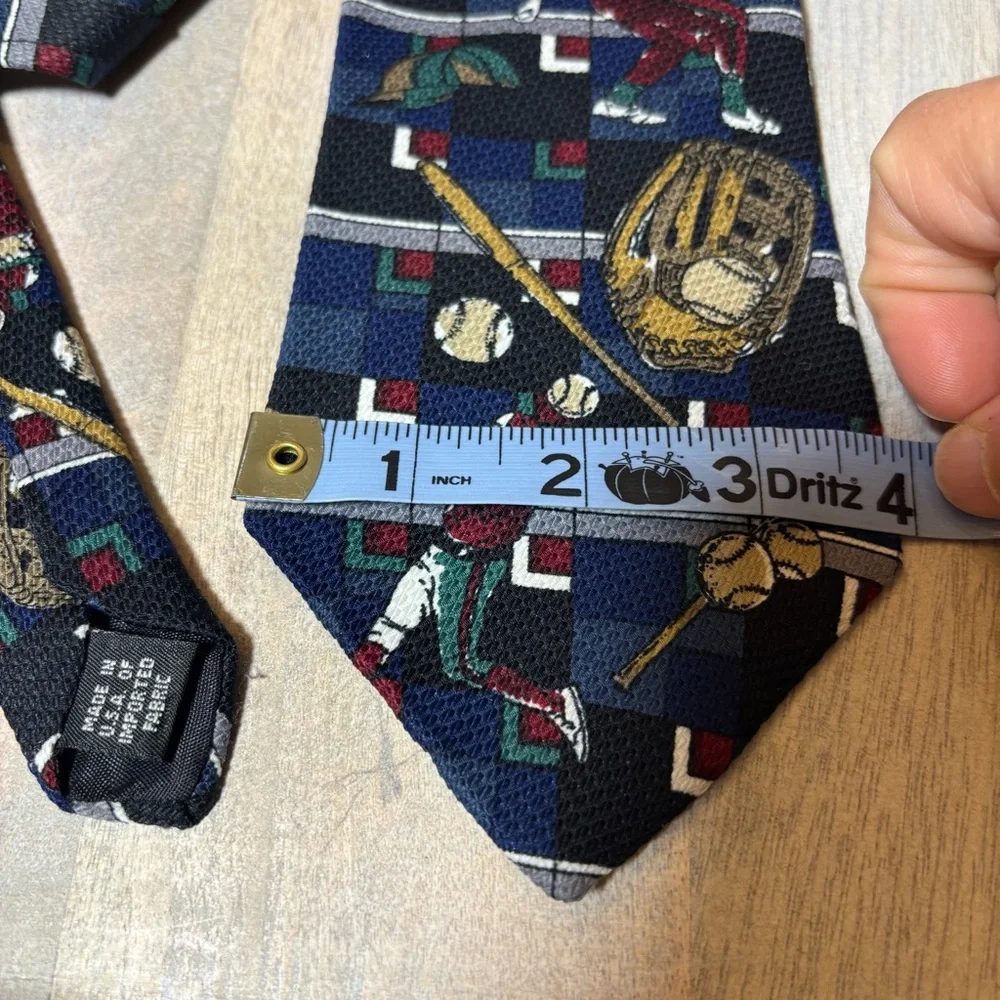 Men's Sports-Themed Tie polyester made in USA baseball player baseball bat glove